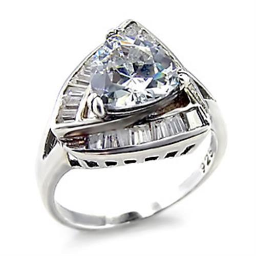 00201 High-Polished 925 Sterling Silver Ring with AAA Grade CZ in Clea - Brand My Case