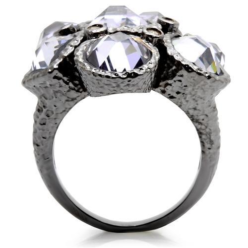 0W120 - Ruthenium Brass Ring with AAA Grade CZ in Light Amethyst - Brand My Case