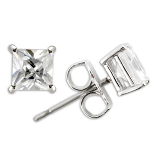 0W159 - Rhodium 925 Sterling Silver Earrings with AAA Grade CZ in - Brand My Case
