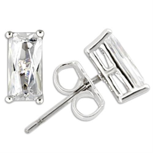 0W162 - Rhodium 925 Sterling Silver Earrings with AAA Grade CZ in - Brand My Case