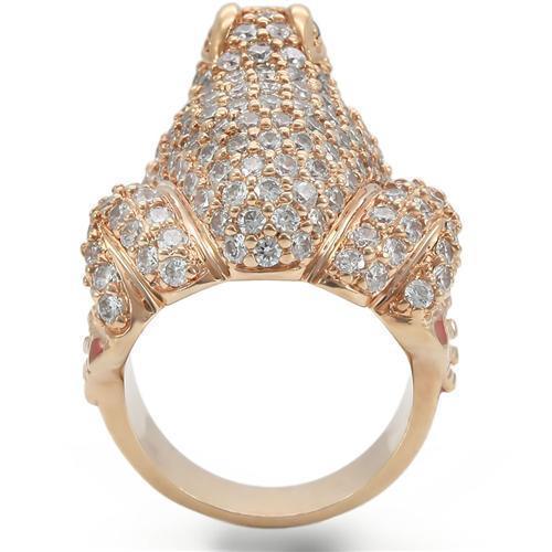0W283 - Rose Gold Brass Ring with AAA Grade CZ in Jet - Brand My Case
