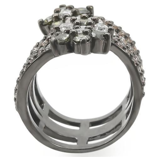 0W293 - Ruthenium Brass Ring with AAA Grade CZ in Multi Color - Brand My Case