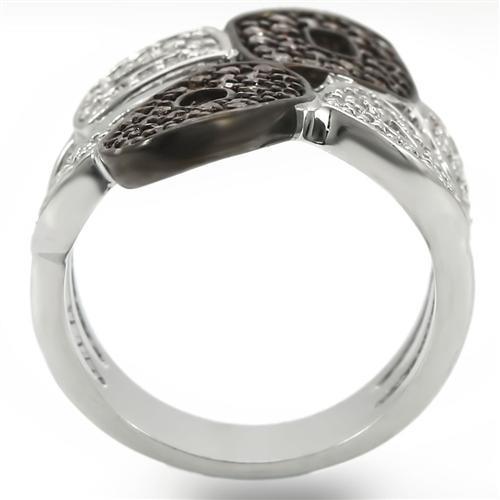 0W295 - Rhodium + Ruthenium Brass Ring with AAA Grade CZ in Champagne - Brand My Case