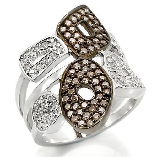 0W295 - Rhodium + Ruthenium Brass Ring with AAA Grade CZ in Champagne - Brand My Case