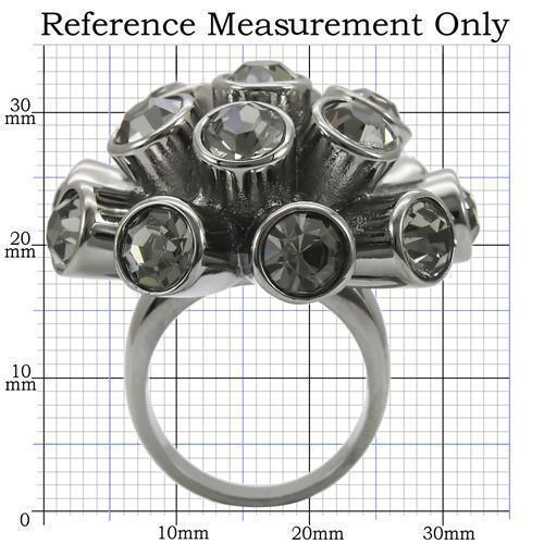 0W306 - Ruthenium Brass Ring with Top Grade Crystal in Jet - Brand My Case