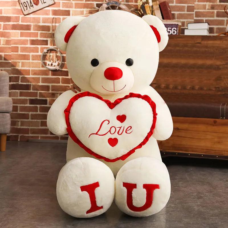100cm Big I LOVE YOU Teddy Bear Plush Toy Lovely Huge Stuffed Soft Bear Doll Lover Bear Kids Toy Birthday Gift For Girlfriends - Brand My Case