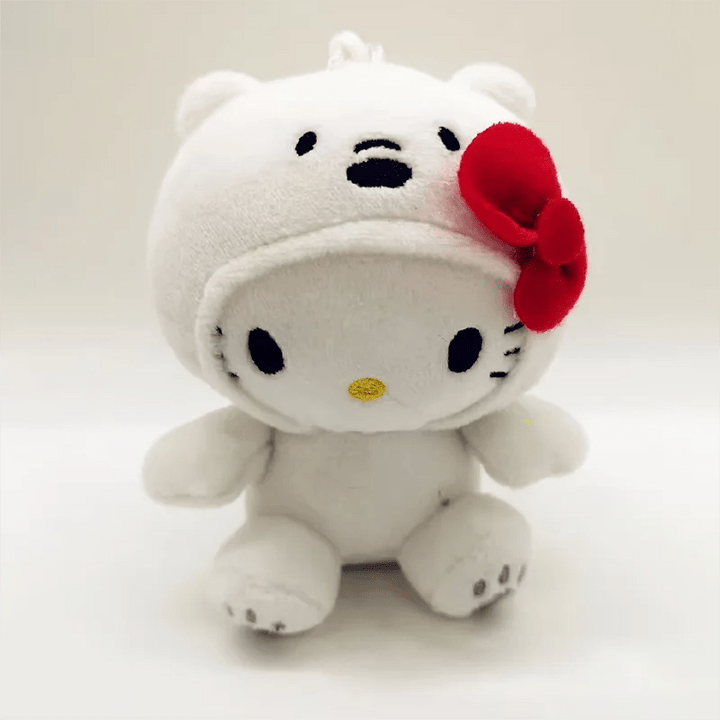 10Cm Sanrio Hello Kitty Plush Toy Doll Bow Cos Panda Brown Bear White Bear Cute Soft Stuffed Doll Pendant Key Chains Gifts Kids