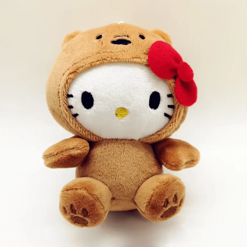 10Cm Sanrio Hello Kitty Plush Toy Doll Bow Cos Panda Brown Bear White Bear Cute Soft Stuffed Doll Pendant Key Chains Gifts Kids