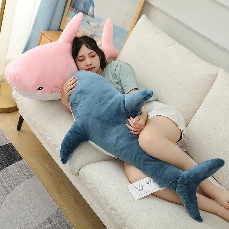 140cm Giant Cute Shark Plush Toy Soft Stuffed Speelgoed Animal Reading Pillow for Birthday Gifts Cushion Doll Gift For Children - Brand My Case