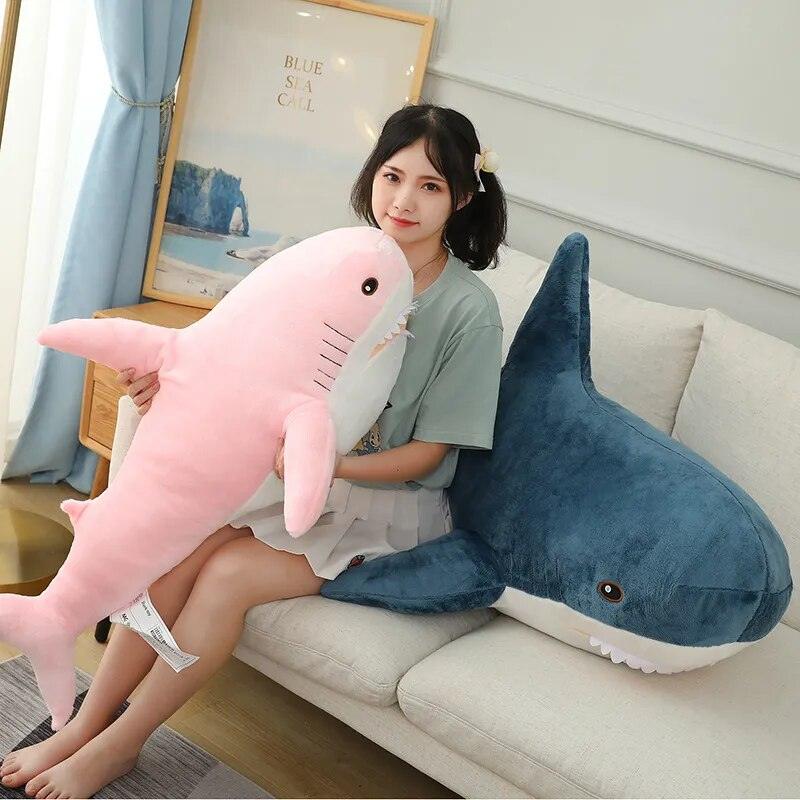 140cm Giant Cute Shark Plush Toy Soft Stuffed Speelgoed Animal Reading Pillow for Birthday Gifts Cushion Doll Gift For Children - Brand My Case