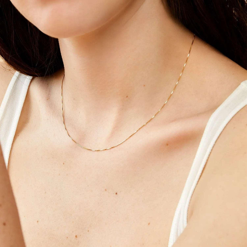14k Gold Baby Box Chain Necklace - Brand My Case