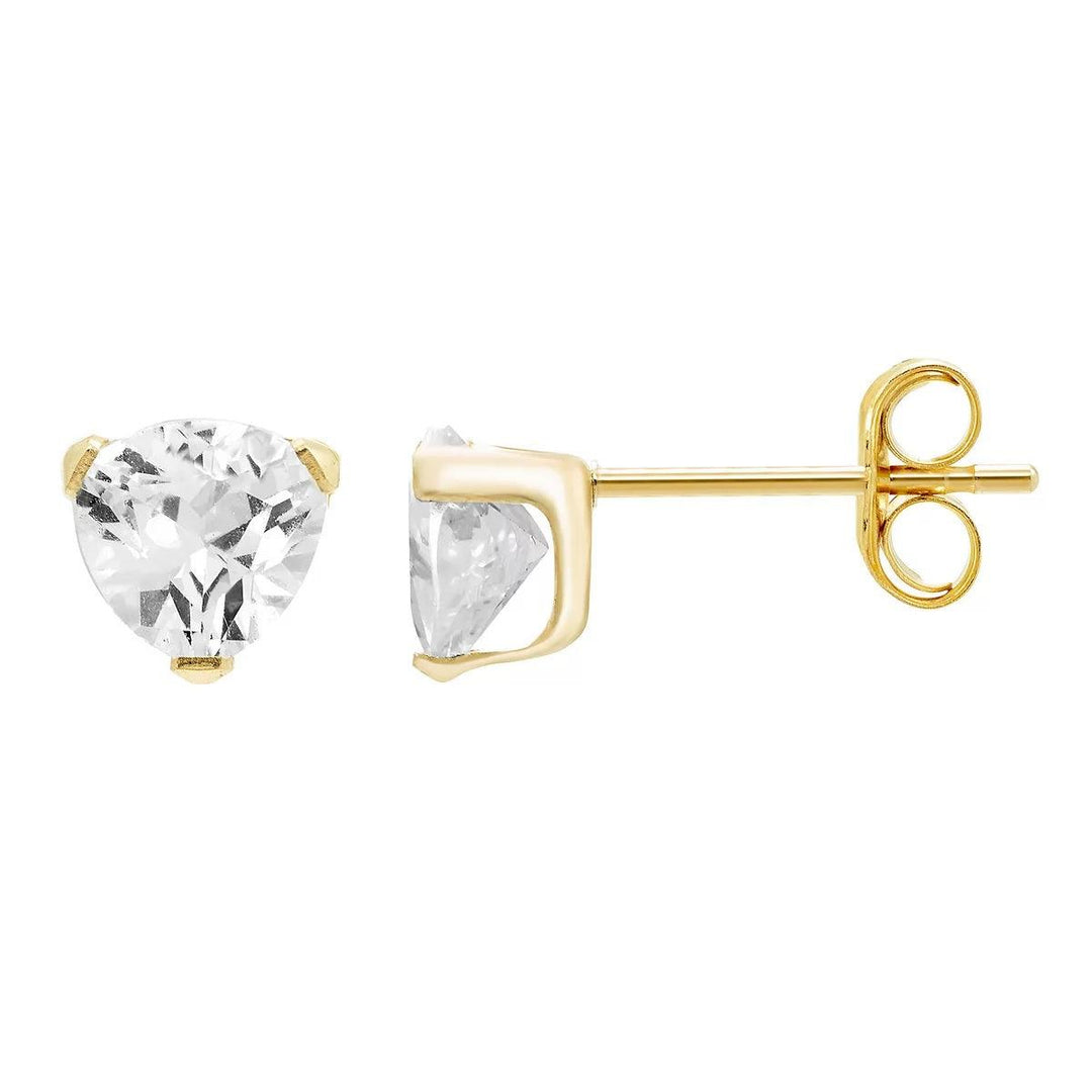 14k Gold Cubic Zirconia Tiny Stud Earrings - Brand My Case