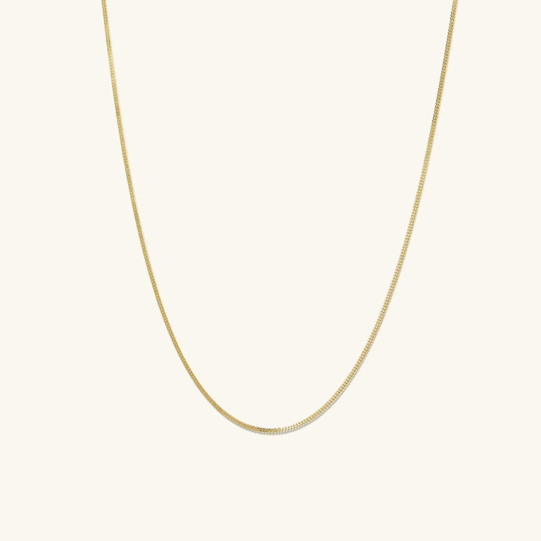 14K Gold Dainty Baby Curb Chain Necklace 16"-24" - Brand My Case