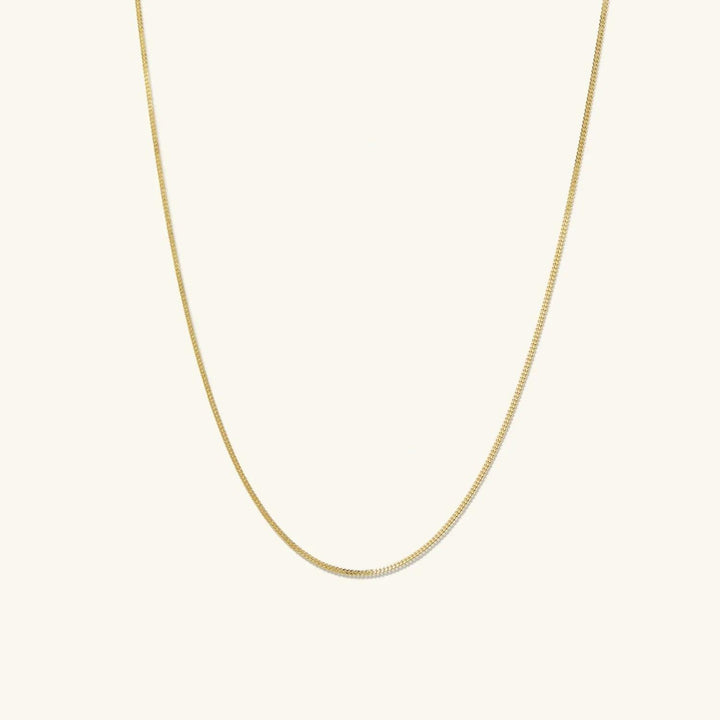 14K Gold Dainty Baby Curb Chain Necklace 16"-24" - Brand My Case