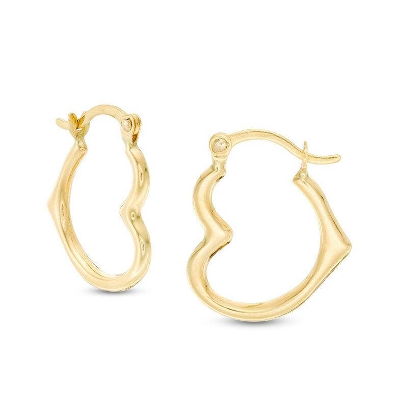14k Gold Heart Hoop Earrings - Brand My Case
