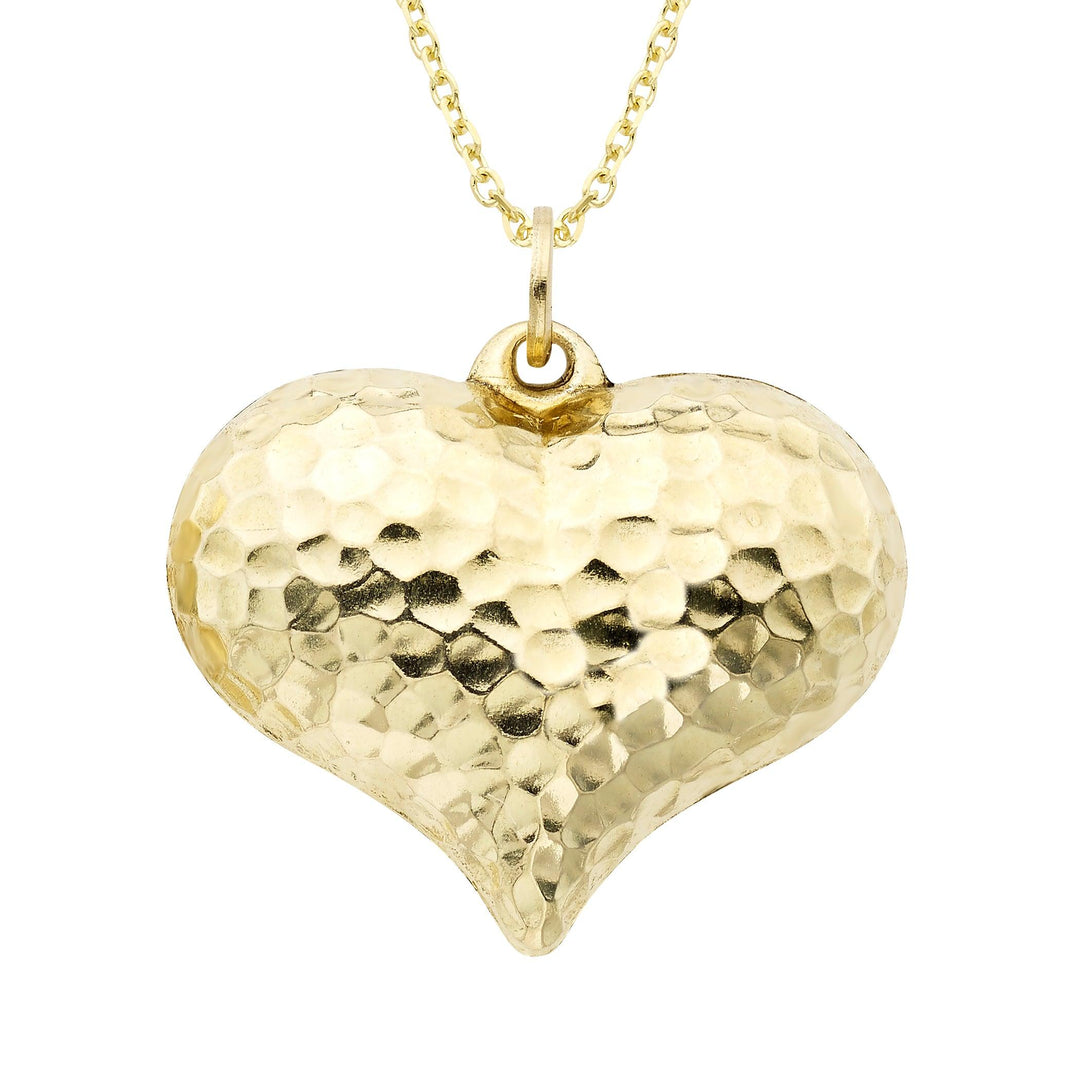 14k Gold Puff Heart Charm and Necklace 18" - Brand My Case