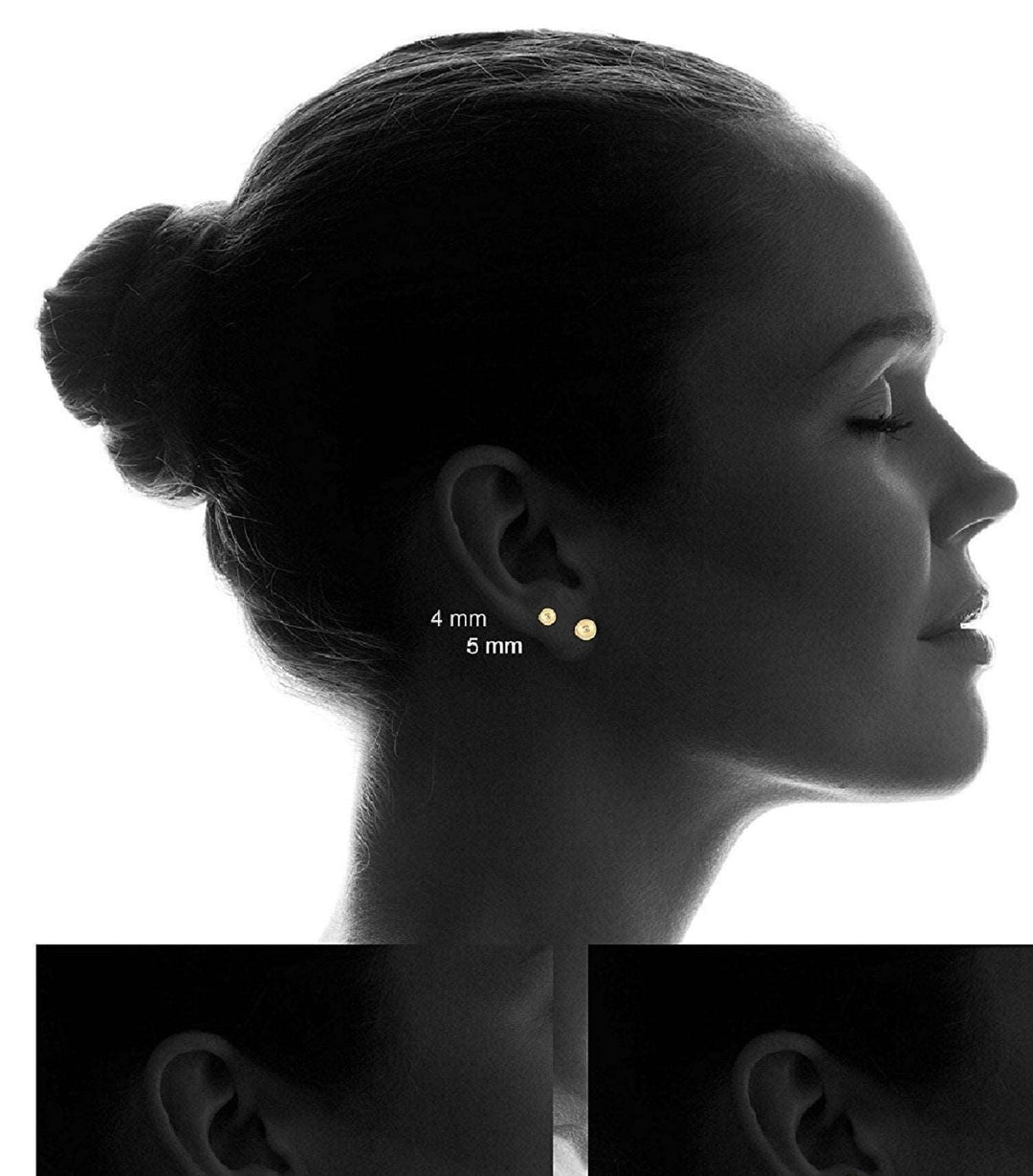 14k White Gold Hollow Ball Stud Earrings Sizes 3MM - 8MM - Brand My Case