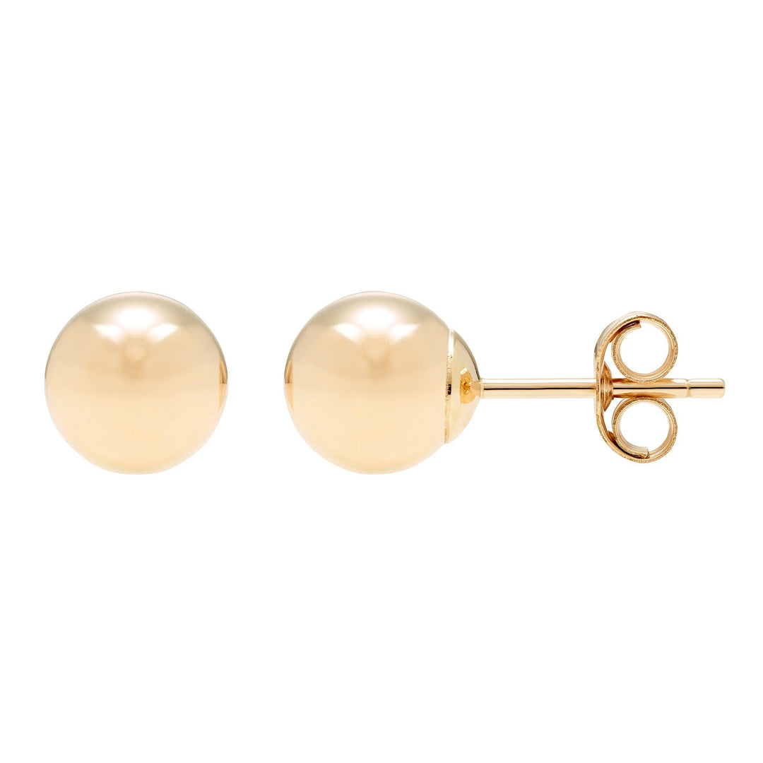 14K Yellow Gold Hollow Ball Stud Earrings ( Sizes 3MM-8MM) - Brand My Case