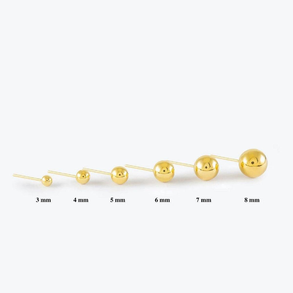 14K Yellow Gold Hollow Ball Stud Earrings ( Sizes 3MM-8MM) - Brand My Case