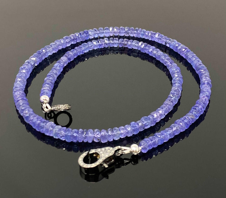 17.75” Genuine Tanzanite Necklace with Pave Diamond Clasp, Natural - Brand My Case