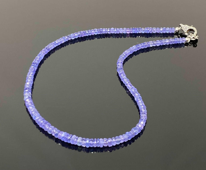 17.75” Genuine Tanzanite Necklace with Pave Diamond Clasp, Natural - Brand My Case