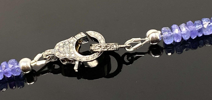 17.75” Genuine Tanzanite Necklace with Pave Diamond Clasp, Natural - Brand My Case