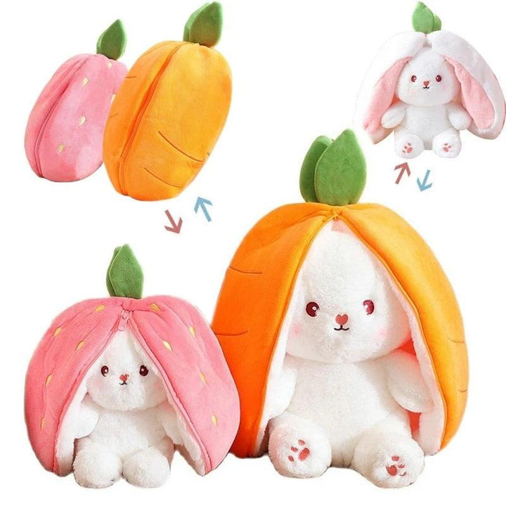 18cm Cosplay Strawberry Carrot Rabbit Plush Toy Stuffed Creative Bag into Fruit Transform Baby Cuddly Bunny Plushie Doll For Kid - Brand My Case