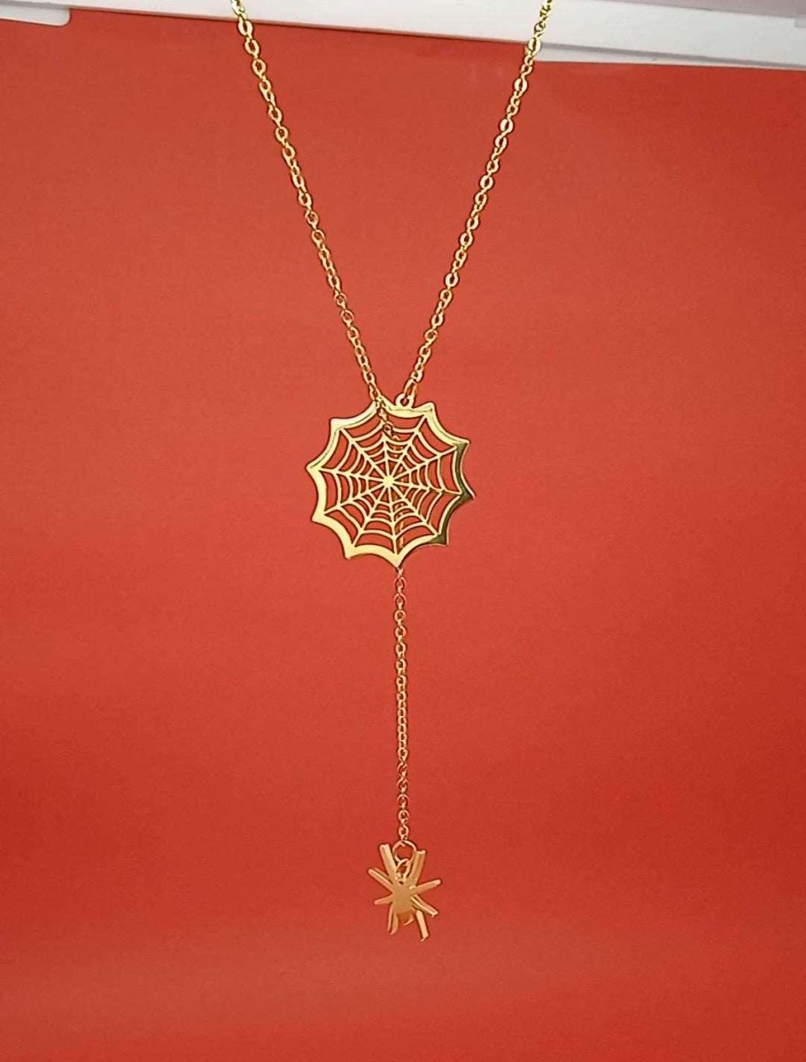 18k Gold Spider Necklace | Spider Charm Pendant | Halloween Necklace - Brand My Case