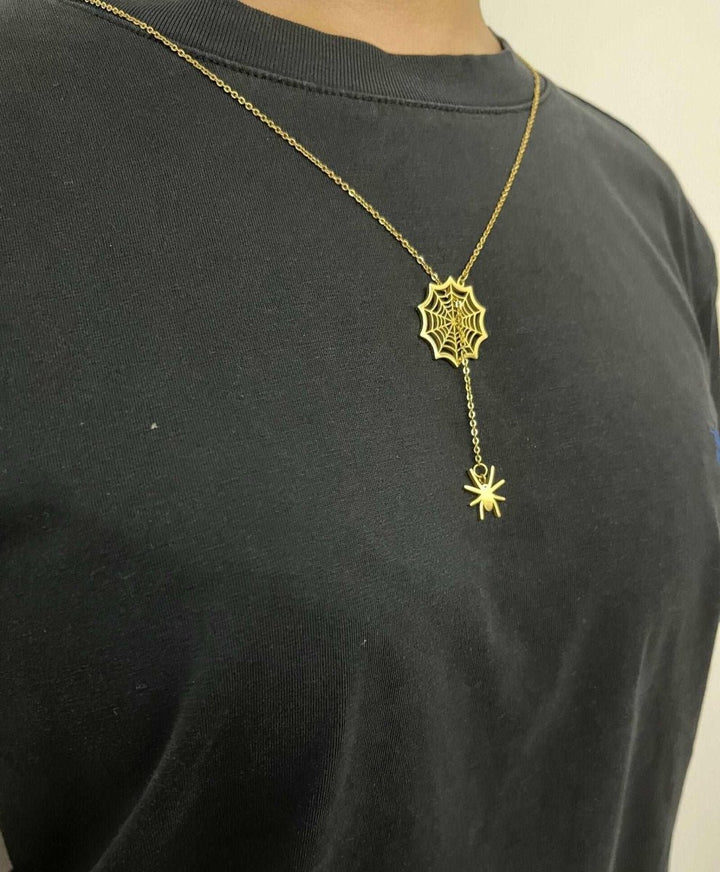 18k Gold Spider Necklace | Spider Charm Pendant | Halloween Necklace - Brand My Case