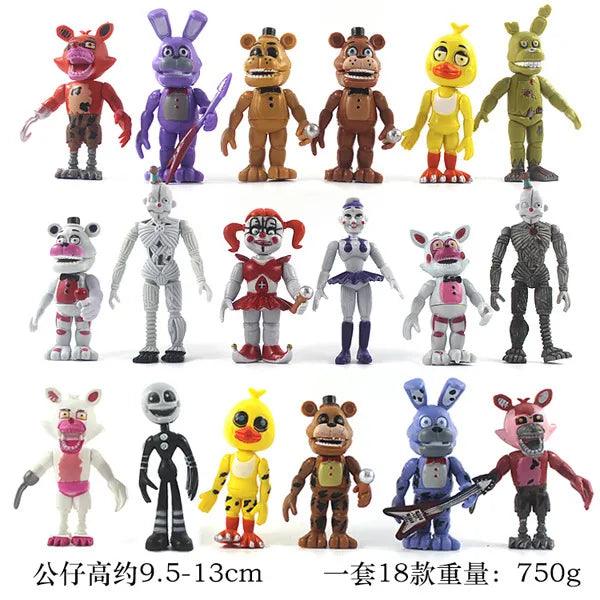 18pcs/set FNAF Action Figure Five Nights At Freddy's Toys Sister Location Chica Mangle Foxy Puppet Gold Freddy Fazbear Figures - Brand My Case