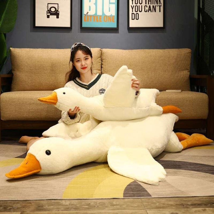 190cm Giant Long Plush White Goose Toy Stuffed Lifelike Big Wings Duck Hug Massage Throw Pillow Boyfriend Cushion For Girl - Brand My Case