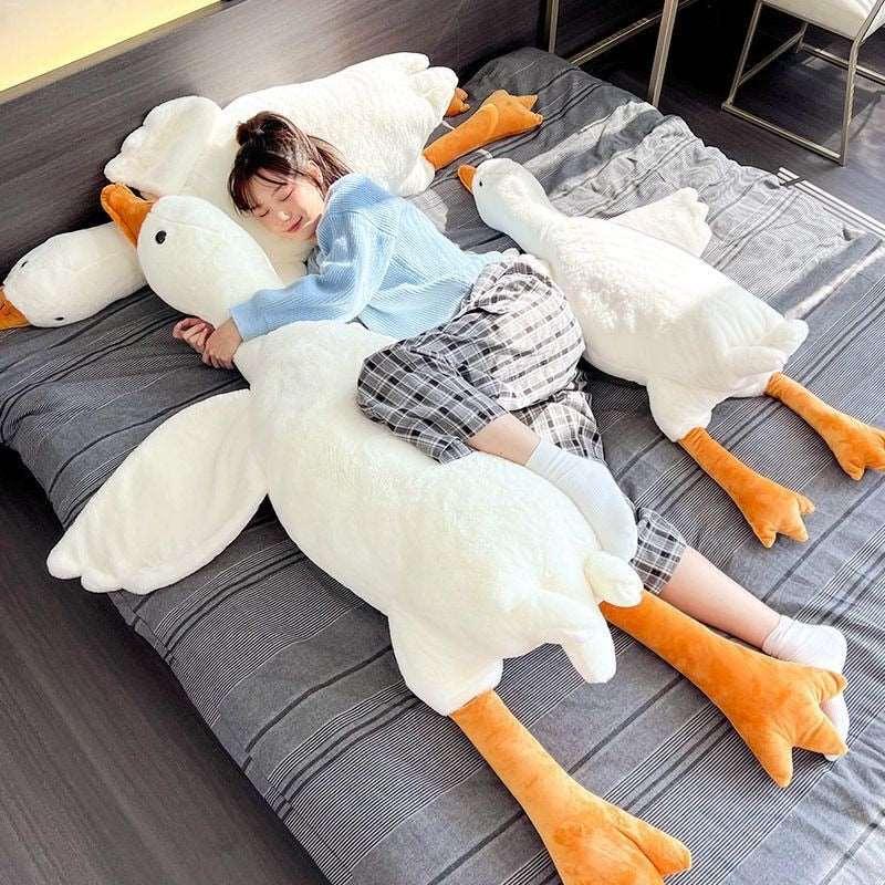 190cm Giant Long Plush White Goose Toy Stuffed Lifelike Big Wings Duck Hug Massage Throw Pillow Boyfriend Cushion For Girl - Brand My Case