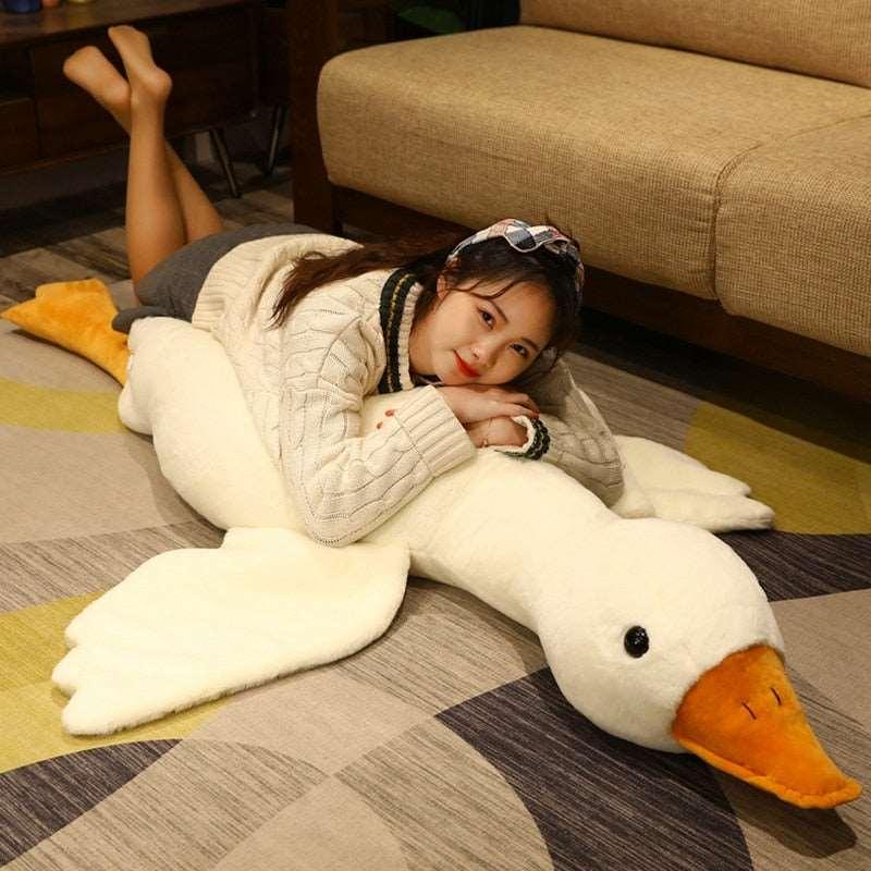 190cm Giant Long Plush White Goose Toy Stuffed Lifelike Big Wings Duck Hug Massage Throw Pillow Boyfriend Cushion For Girl - Brand My Case