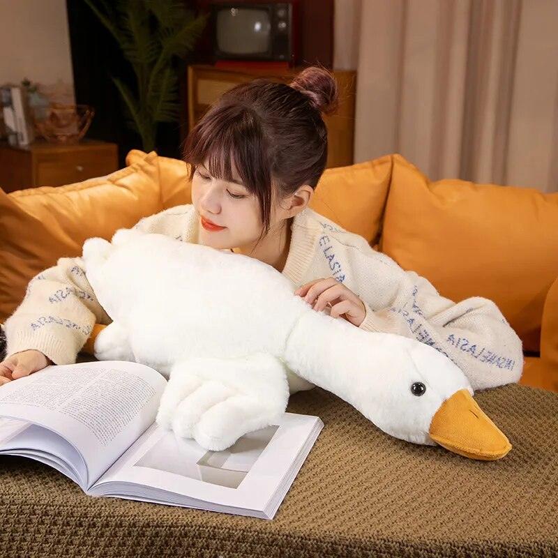 190CM Giant Simulation Duck Plush Toy Soft Huggable Pillow Stuffed Giant Goose Cuddly Swan Baby Doll for Kids Girl Birthday Gift - Brand My Case