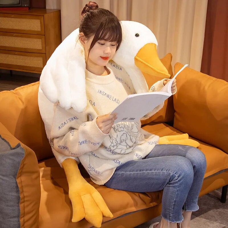 190CM Giant Simulation Duck Plush Toy Soft Huggable Pillow Stuffed Giant Goose Cuddly Swan Baby Doll for Kids Girl Birthday Gift - Brand My Case