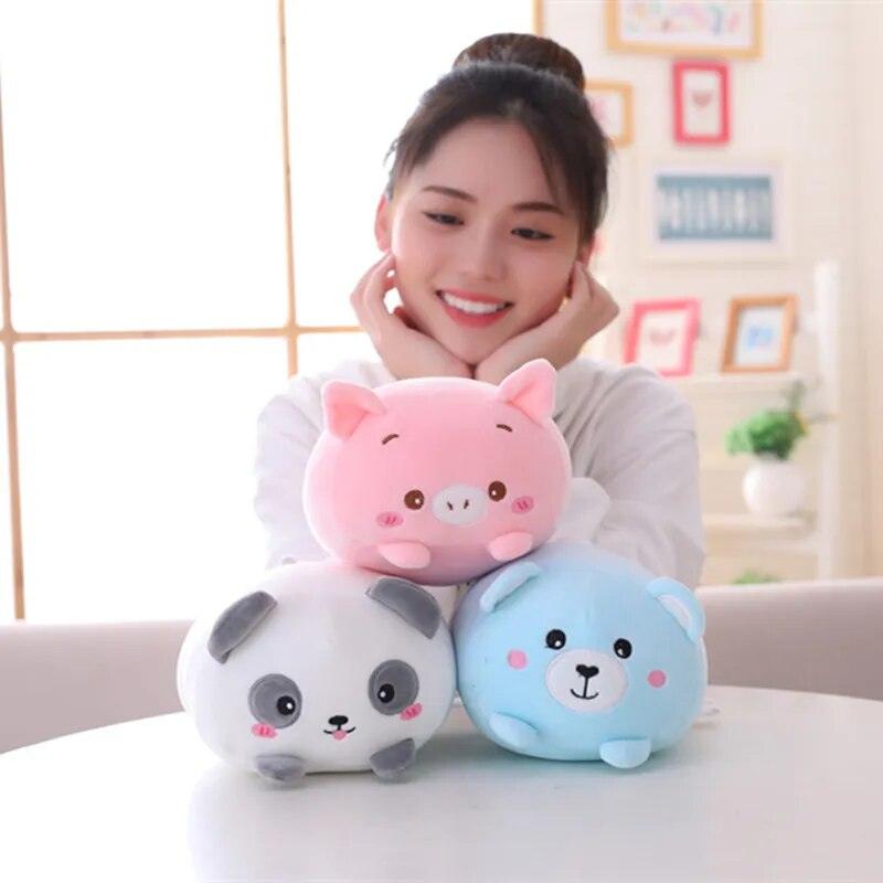 1pc 18-25CM Kawaii Cartoon Animal Plush Toys Black Cat Panda Pig Elephant Frog Dinosaur Stuffed Soft Baby Doll Kids Lovely Gifts - Brand My Case