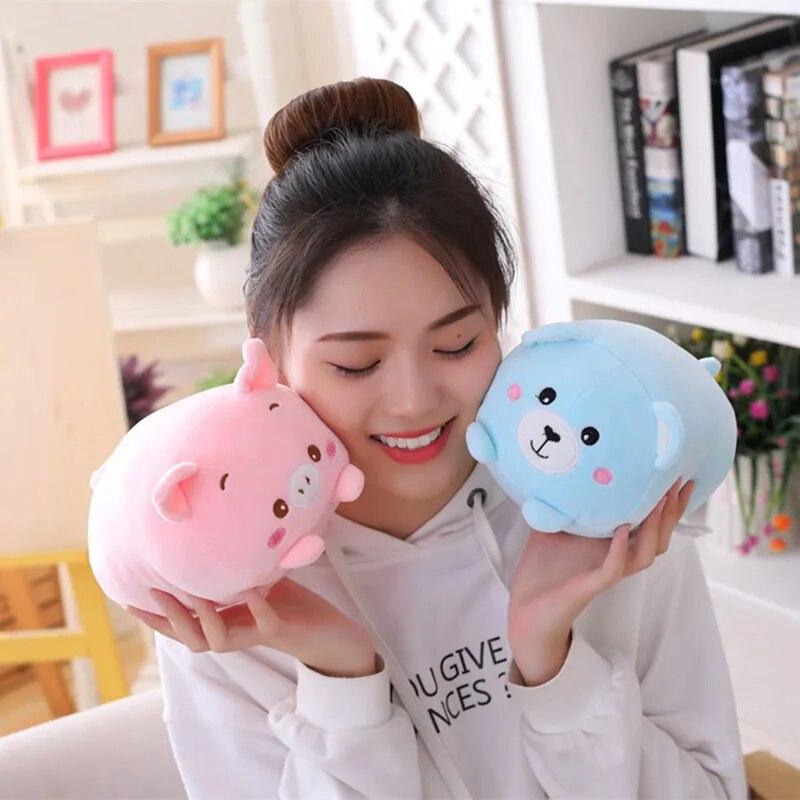 1pc 18-25CM Kawaii Cartoon Animal Plush Toys Black Cat Panda Pig Elephant Frog Dinosaur Stuffed Soft Baby Doll Kids Lovely Gifts - Brand My Case