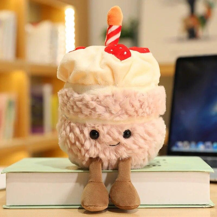 1Pc Adorable Soft Birthday Cake With Candles Fruit Strawberry Cupcake Shape Plushie Baby Cuddly Toys Cute Muffines Dolls Kids - Brand My Case