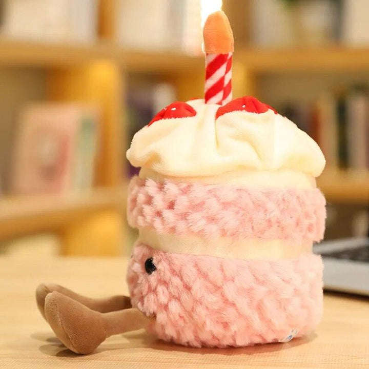 1Pc Adorable Soft Birthday Cake With Candles Fruit Strawberry Cupcake Shape Plushie Baby Cuddly Toys Cute Muffines Dolls Kids - Brand My Case