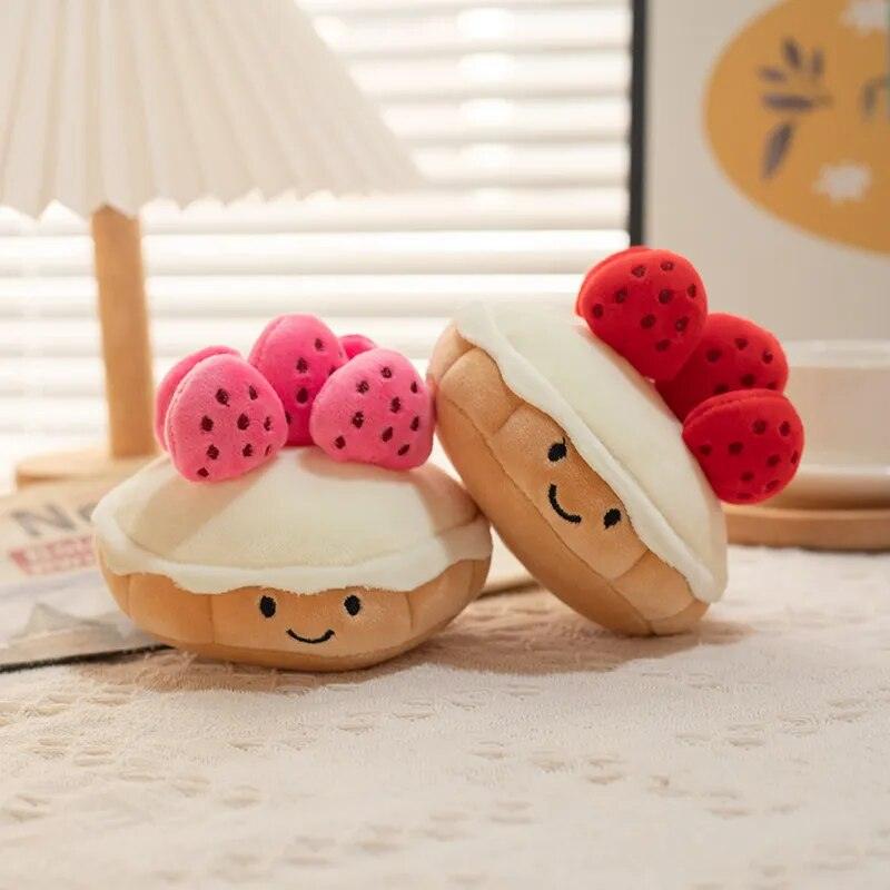 1Pc Adorable Soft Birthday Cake With Candles Fruit Strawberry Cupcake Shape Plushie Baby Cuddly Toys Cute Muffines Dolls Kids - Brand My Case