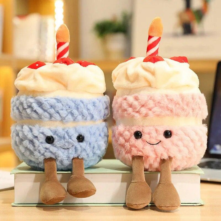 1Pc Adorable Soft Birthday Cake With Candles Fruit Strawberry Cupcake Shape Plushie Baby Cuddly Toys Cute Muffines Dolls Kids - Brand My Case