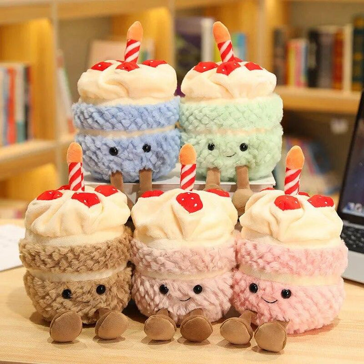 1Pc Adorable Soft Birthday Cake With Candles Fruit Strawberry Cupcake Shape Plushie Baby Cuddly Toys Cute Muffines Dolls Kids - Brand My Case