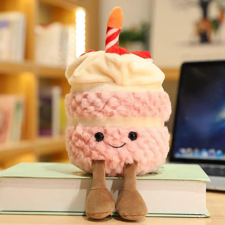 1Pc Adorable Soft Birthday Cake With Candles Fruit Strawberry Cupcake Shape Plushie Baby Cuddly Toys Cute Muffines Dolls Kids - Brand My Case