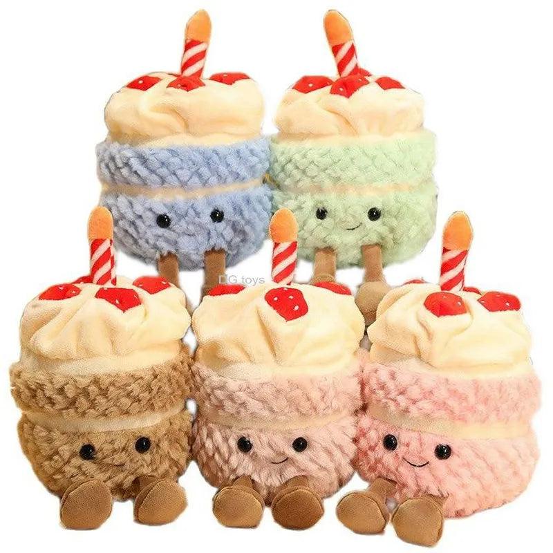 1Pc Adorable Soft Birthday Cake With Candles Fruit Strawberry Cupcake Shape Plushie Baby Cuddly Toys Cute Muffines Dolls Kids - Brand My Case