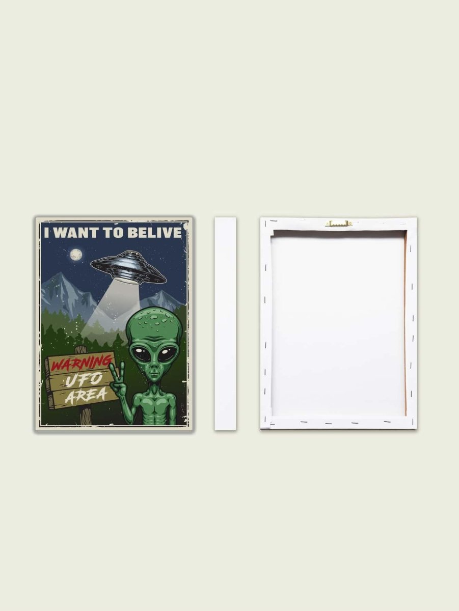 1pc Chemical Fiber Framed Painting Cartoon Alien Slogan Graphic Wall Art Painting For Home Wall Decor - Brand My Case