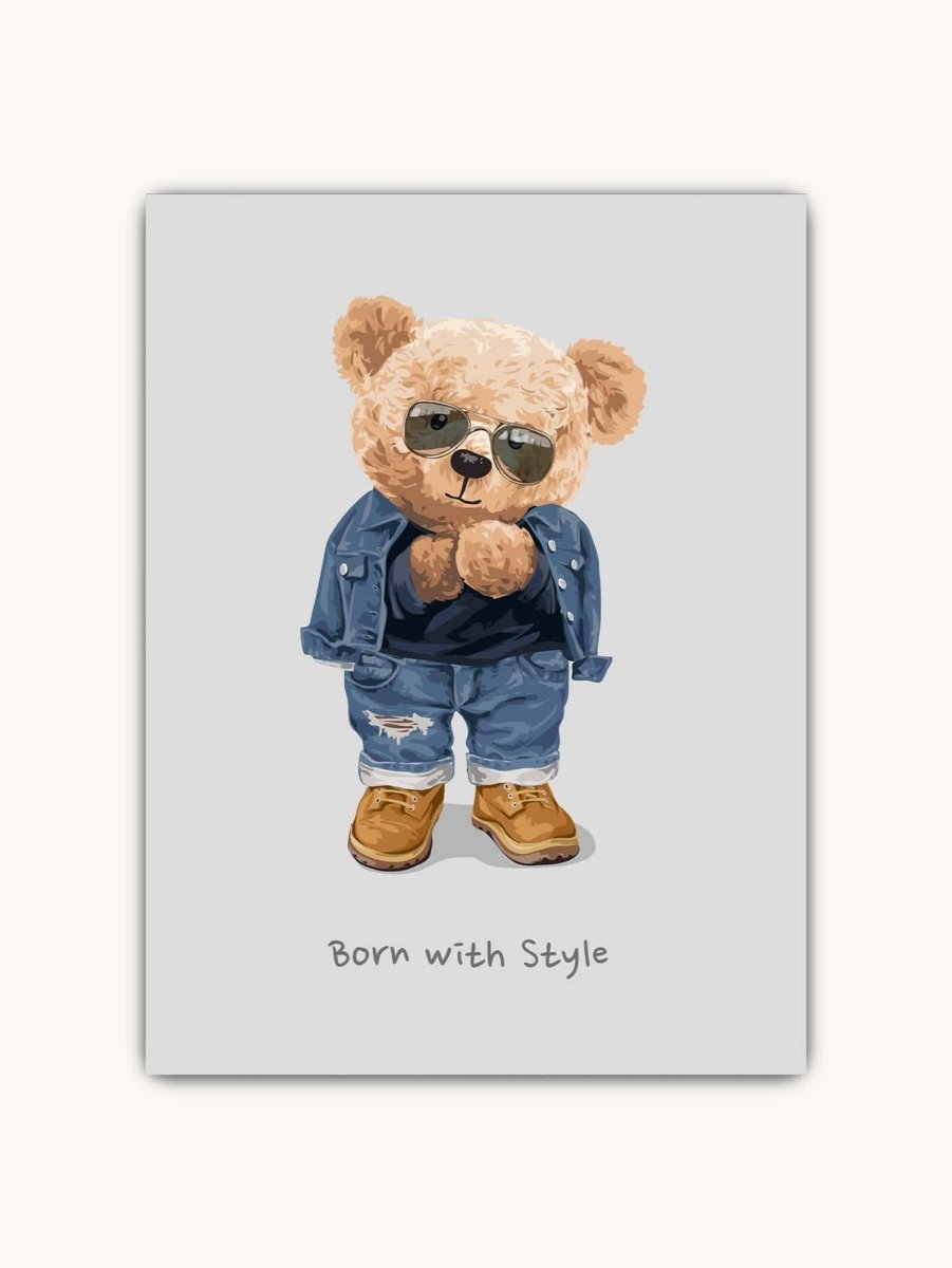 1pc Chemical Fiber Framed Painting Cartoon Bear Pattern Wall Art Painting For Home Wall Decor - Brand My Case