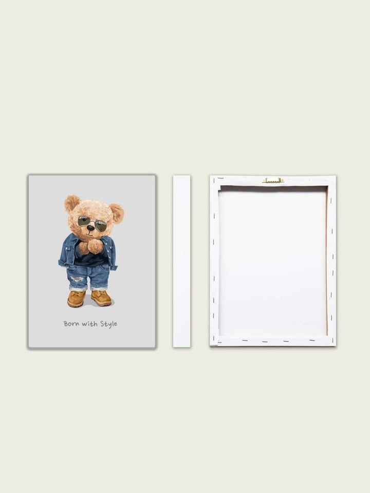 1pc Chemical Fiber Framed Painting Cartoon Bear Pattern Wall Art Painting For Home Wall Decor - Brand My Case