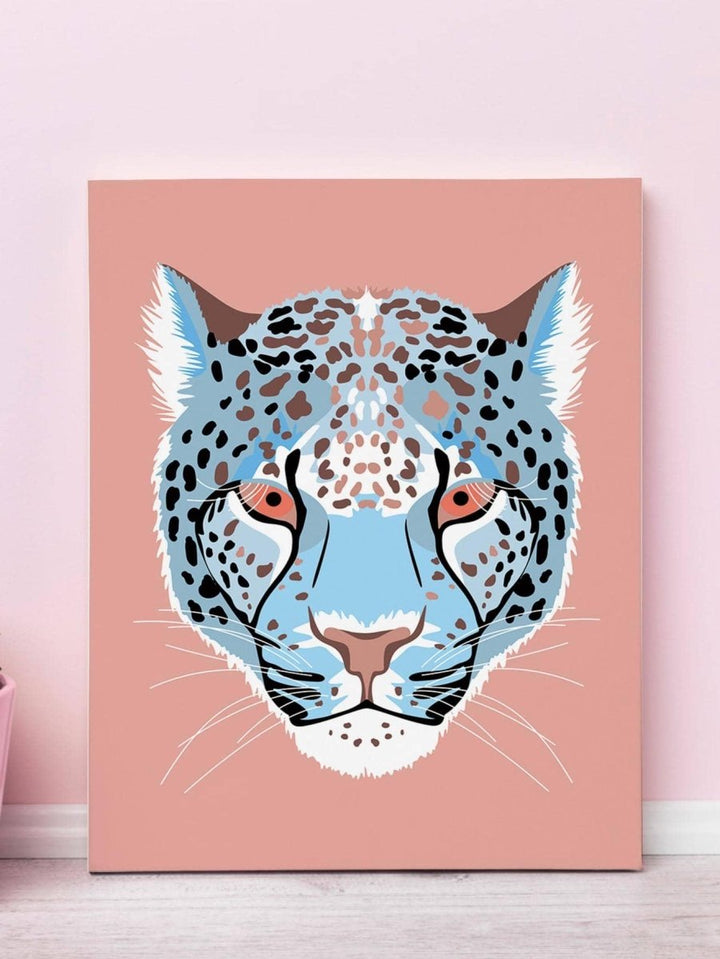 1pc Chemical Fiber Framed Painting Modern Leopard Head Print Reusable Removable Framed Picture For Living Room - Brand My Case