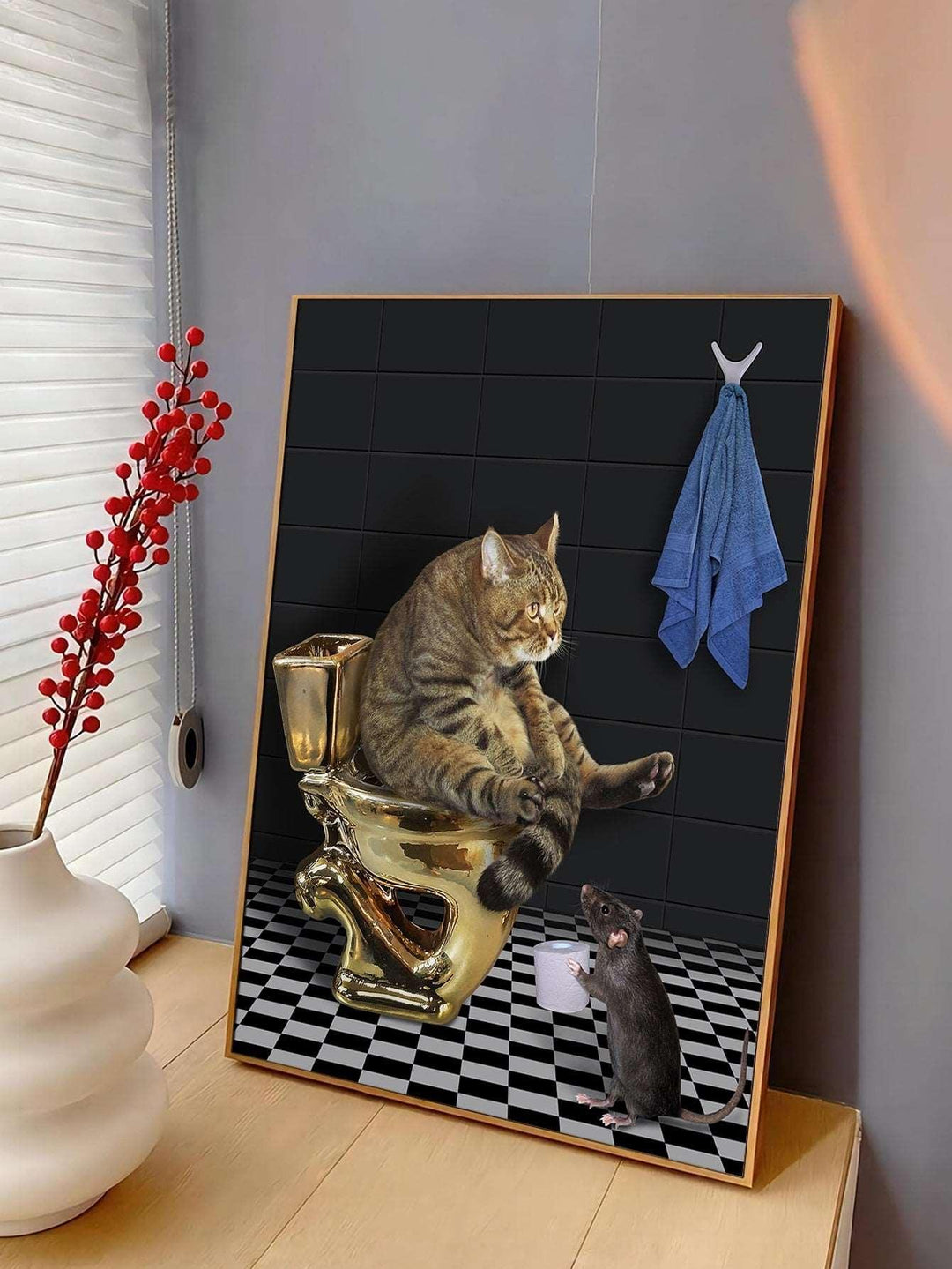 1pc Chemical Fiber Painting Unframed Painting Modernist Cat Pattern Wall Art Painting For Home Wall Decor - Brand My Case