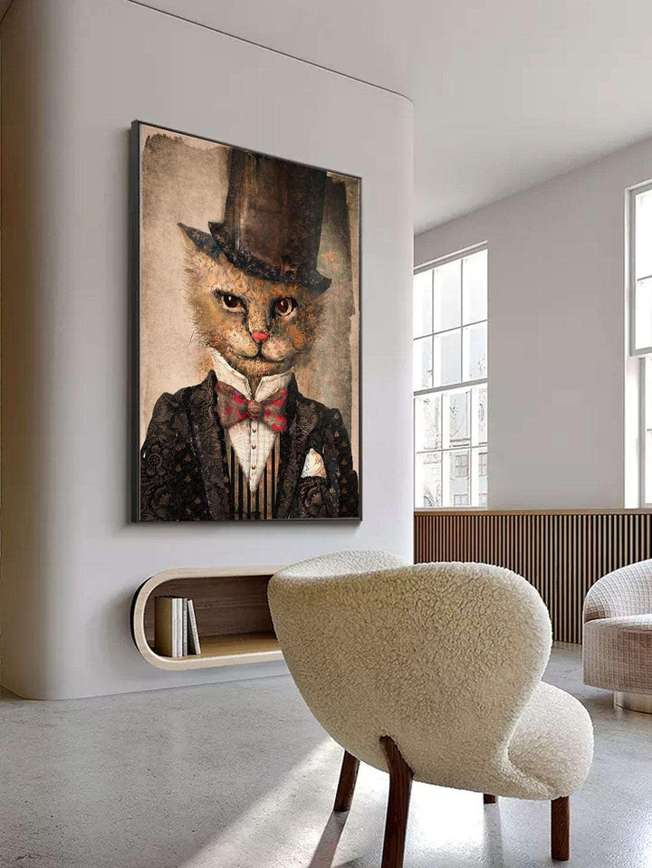 1pc Chemical Fiber Unframed Painting Cat Pattern Wall Art Painting For Home Wall Decor - Brand My Case